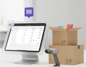 Minimum stok nasıl belirlenir örneği: tablet ekranındaki stok tablosu, depo kutuları ve barkod okuyucu (temsilî görsel)